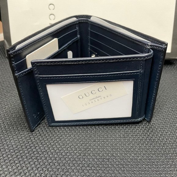 New Authentic Gucci Men's Black Leather Wallet with ID Window Limited Edition - Picture 3 of 7